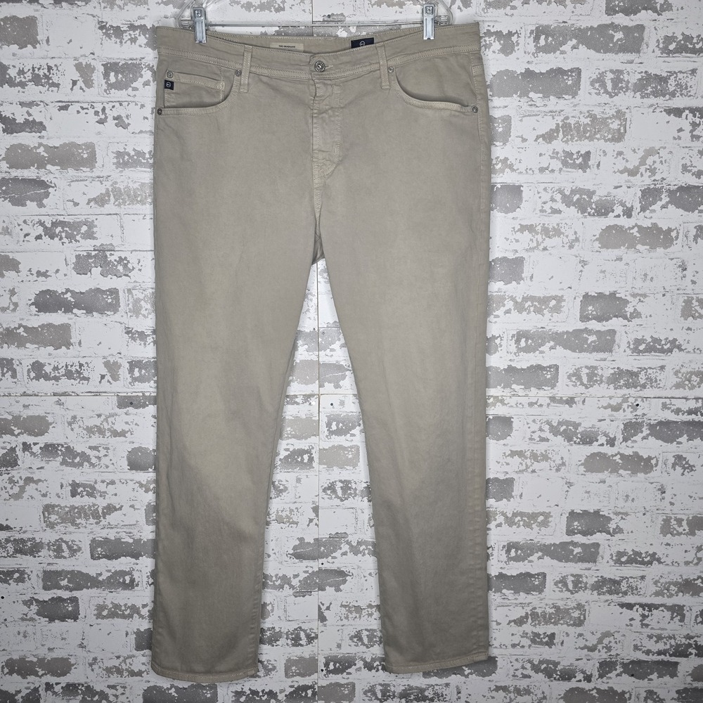 AG Adriano Goldschmied Pants Mens 38x32 The Graduate Tailored Leg Stretch Beige